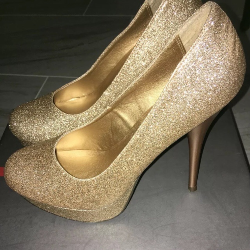 Eva & Zoe gold glitter heels women size 7